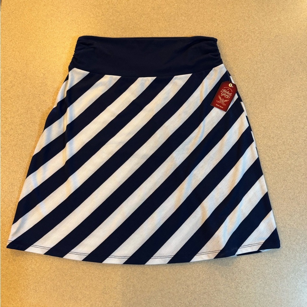 Faded Glory A-Line Skirt - Navy and White Stripes